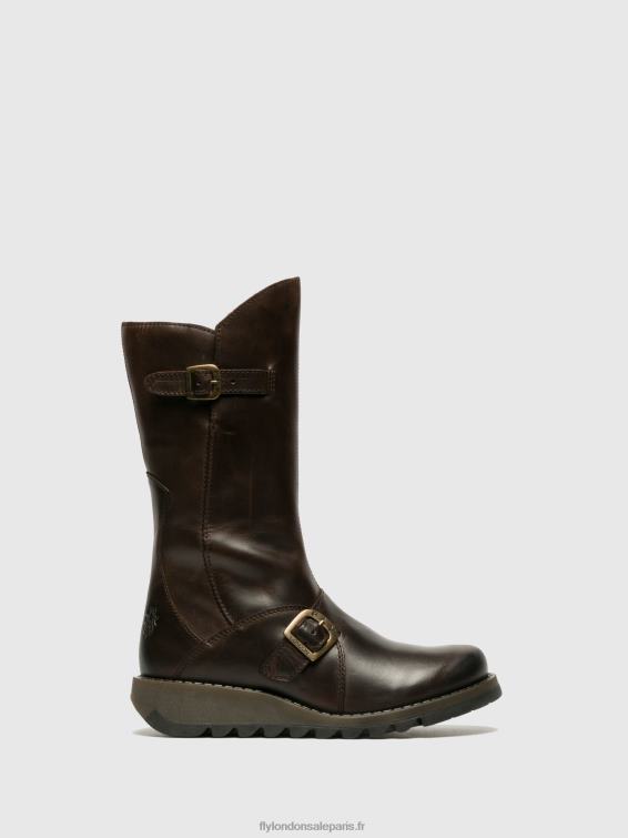 bottes à boucle mes 2 femmes 0N8R347 brun foncé Fly London