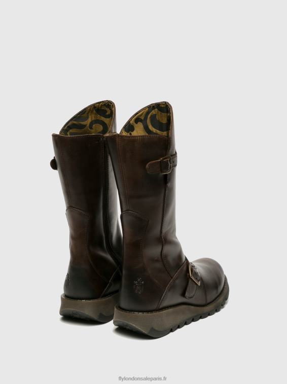 bottes à boucle mes 2 femmes 0N8R347 brun foncé Fly London