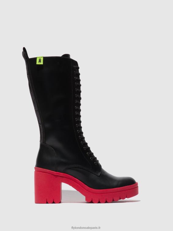 bottes à lacets taly884 femmes 0N8R315 tunder noir (semelle rouge) Fly London