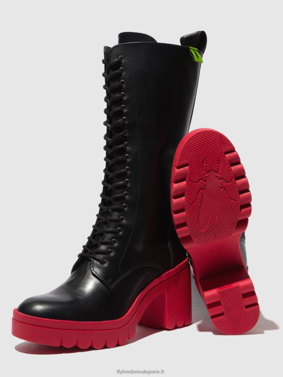 bottes à lacets taly884 femmes 0N8R315 tunder noir (semelle rouge) Fly London
