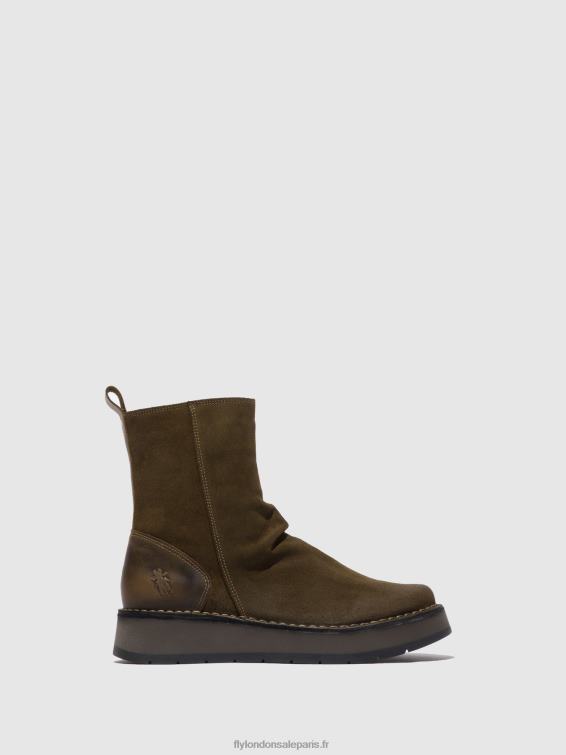 bottes zippées reno053 femmes 0N8R320 suède huilé/tapis boue/olive Fly London