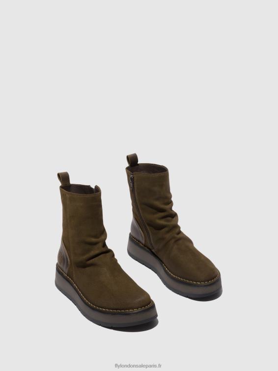 bottes zippées reno053 femmes 0N8R320 suède huilé/tapis boue/olive Fly London
