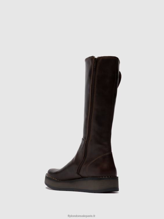 bottes zippées rhea042 femmes 0N8R341 tapis dk. brun Fly London