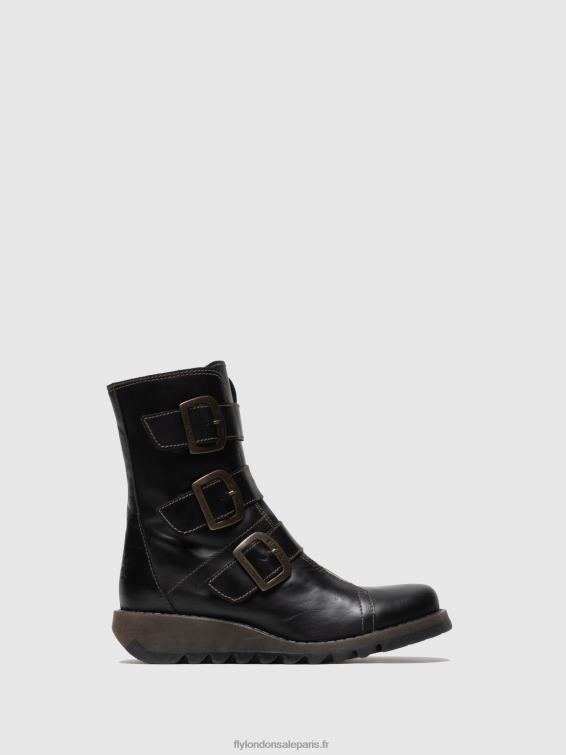 bottines à boucle en cuir femmes 0N8R18 noir Fly London