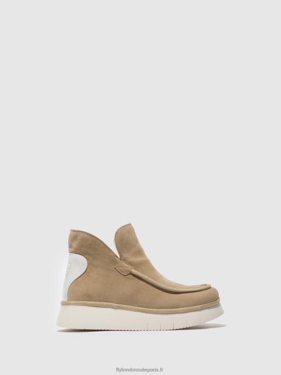 bottines à bout rond coze348 femmes 0N8R168 daim/crème de tapis Fly London