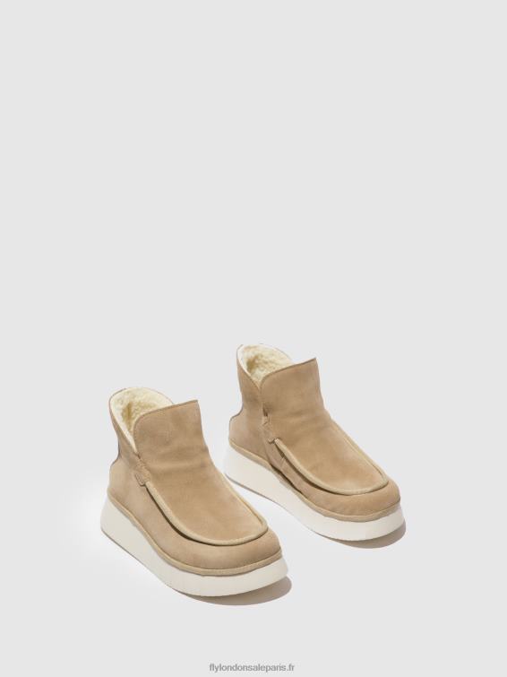 bottines à bout rond coze348 femmes 0N8R168 daim/crème de tapis Fly London