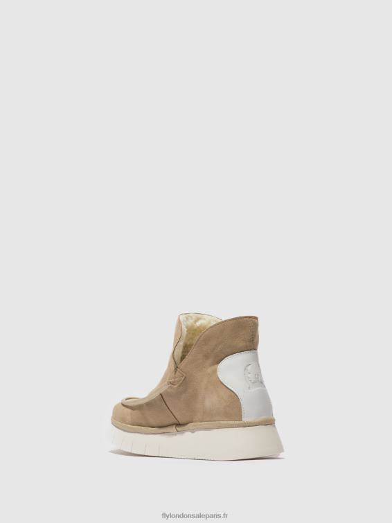 bottines à bout rond coze348 femmes 0N8R168 daim/crème de tapis Fly London