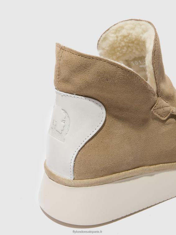 bottines à bout rond coze348 femmes 0N8R168 daim/crème de tapis Fly London