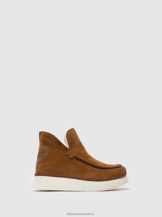 bottines à bout rond coze348 femmes 0N8R173 daim/tapis cognac Fly London