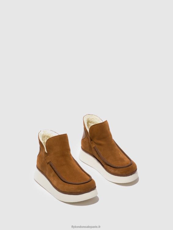 bottines à bout rond coze348 femmes 0N8R173 daim/tapis cognac Fly London