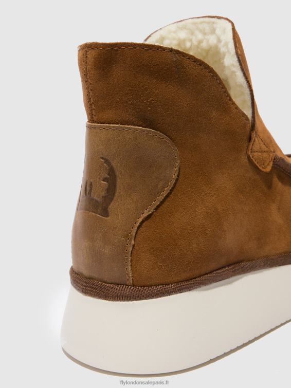 bottines à bout rond coze348 femmes 0N8R173 daim/tapis cognac Fly London