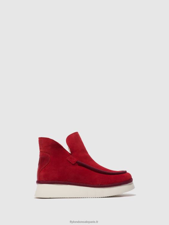 bottines à bout rond coze348 femmes 0N8R192 daim/tapis rouge carmin Fly London