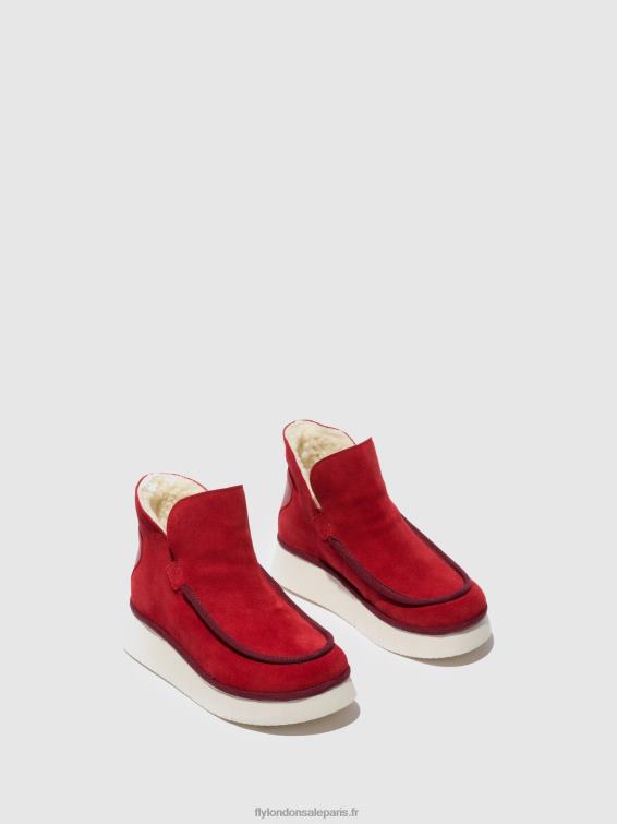bottines à bout rond coze348 femmes 0N8R192 daim/tapis rouge carmin Fly London