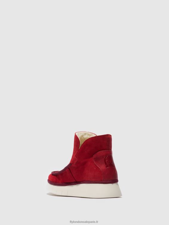 bottines à bout rond coze348 femmes 0N8R192 daim/tapis rouge carmin Fly London