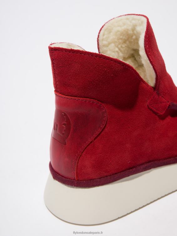 bottines à bout rond coze348 femmes 0N8R192 daim/tapis rouge carmin Fly London