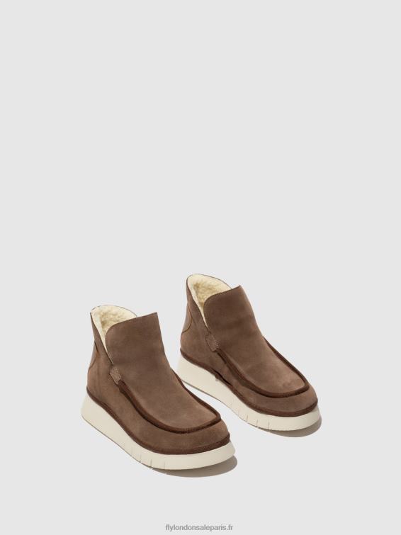 bottines à bout rond coze348 femmes 0N8R84 taupe/chameau Fly London