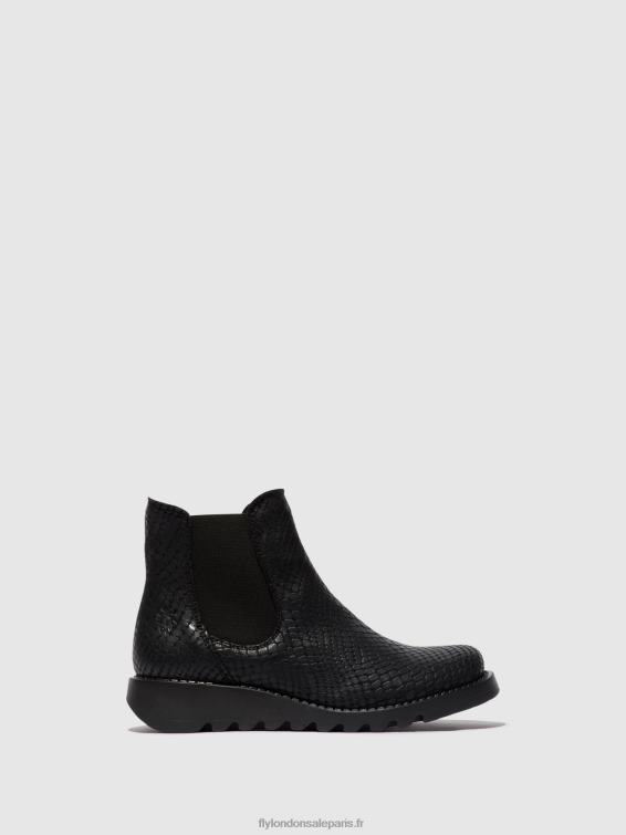 bottines chelsea femmes 0N8R14 salv croco noir Fly London