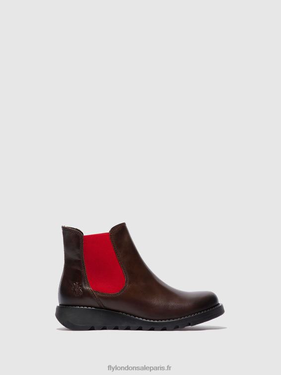 bottines chelsea femmes 0N8R170 tapis salv dk. marron (élastique rouge) Fly London