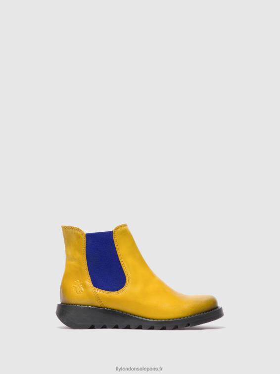 bottines chelsea femmes 0N8R178 tapis salv moutarde (élastique bleu) Fly London