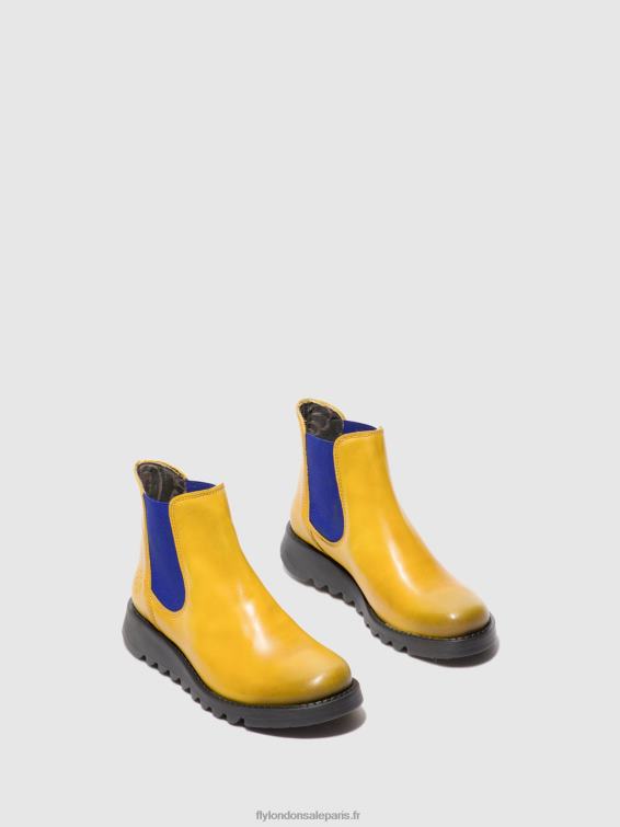 bottines chelsea femmes 0N8R178 tapis salv moutarde (élastique bleu) Fly London