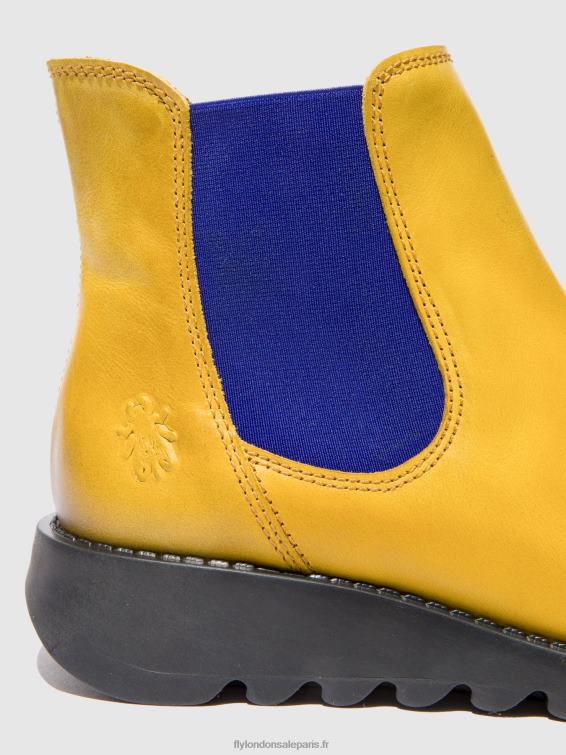 bottines chelsea femmes 0N8R178 tapis salv moutarde (élastique bleu) Fly London