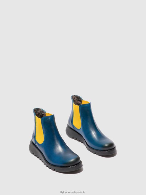 bottines chelsea femmes 0N8R214 tapis salv bleu royal (élastique moutarde) Fly London