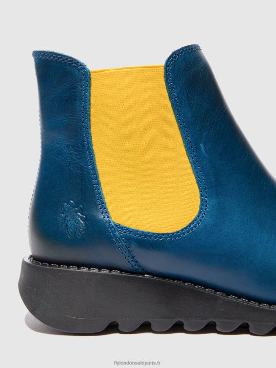 bottines chelsea femmes 0N8R214 tapis salv bleu royal (élastique moutarde) Fly London