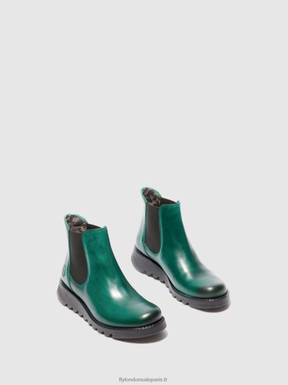 bottines chelsea femmes 0N8R215 tapis salv trèfle vert (élastique noir) Fly London