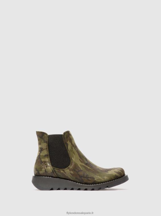 bottines chelsea femmes 0N8R218 salv camouflage vert militaire Fly London
