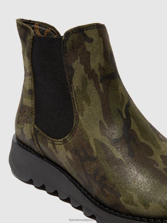 bottines chelsea femmes 0N8R218 salv camouflage vert militaire Fly London