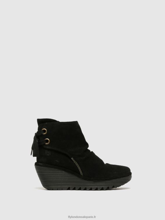 bottines compensées femmes 0N8R17 yama daim noir Fly London