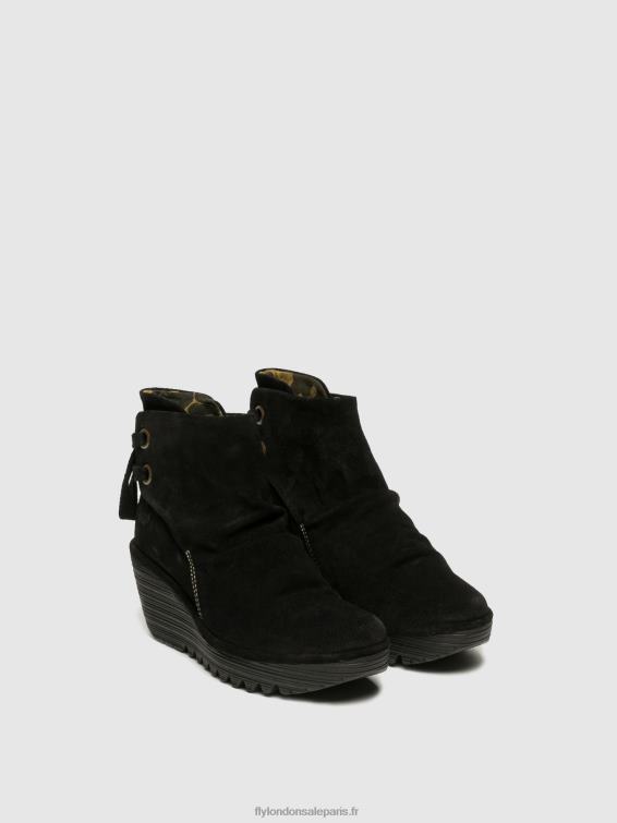 bottines compensées femmes 0N8R17 yama daim noir Fly London