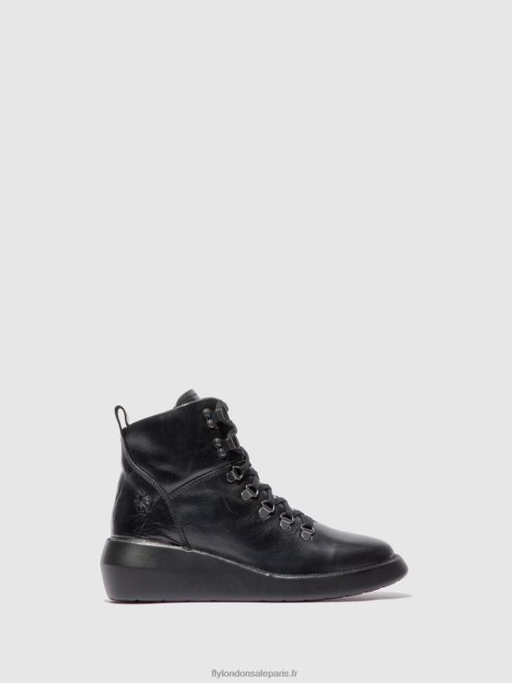 bottines à lacets bika501 femmes 0N8R205 tapis noir Fly London