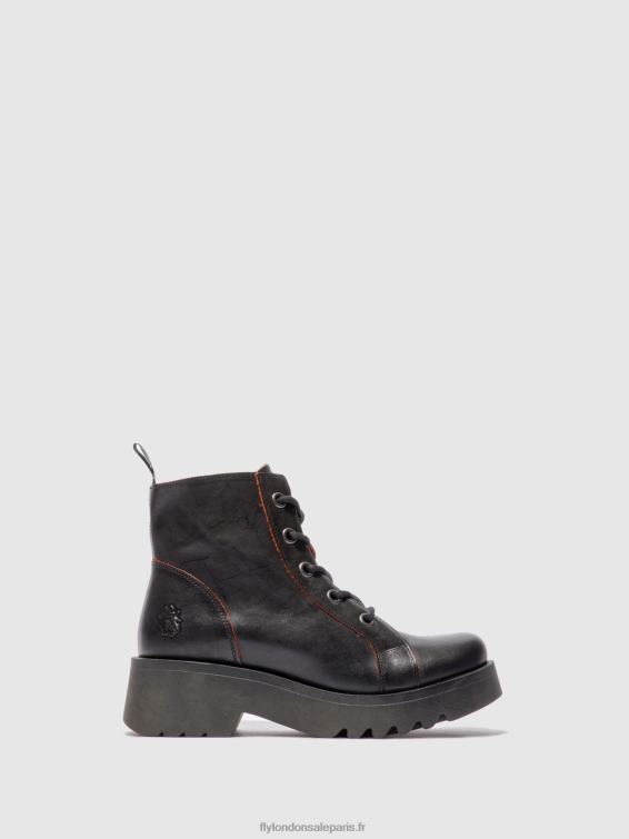 bottines à lacets metz788 femmes 0N8R174 java noir/rouge Fly London