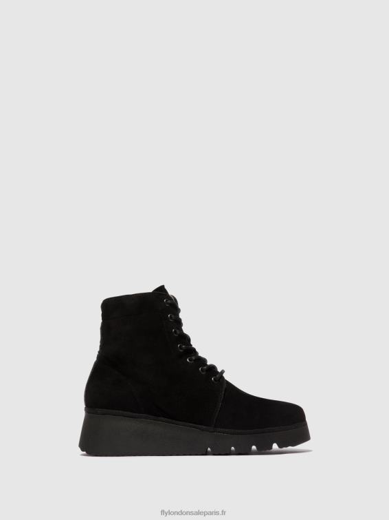 bottines à lacets pall404 femmes 0N8R4 daim noir Fly London