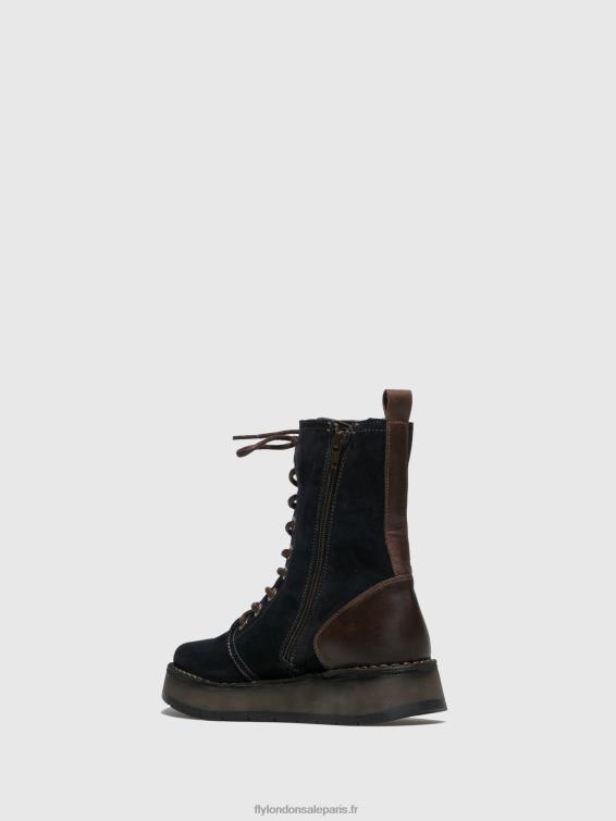 bottines à lacets rami043 femmes 0N8R258 suède huilé/tapis marine/marron foncé Fly London