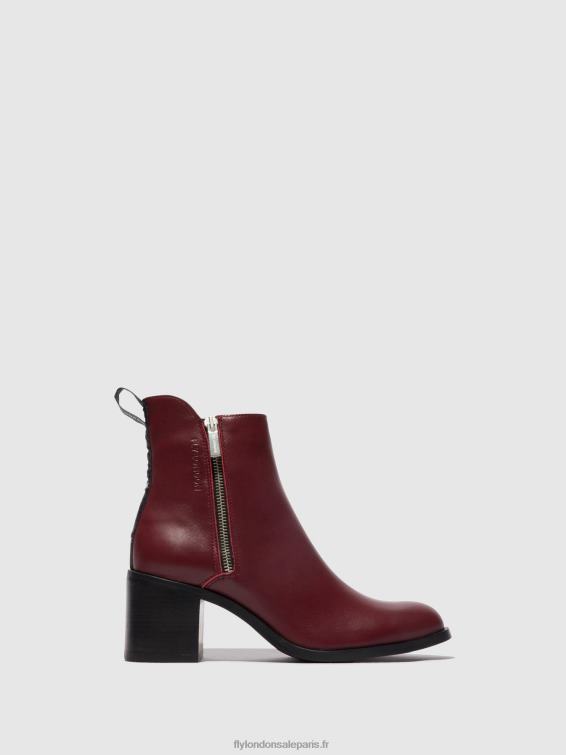 bottines zippées ader912 femmes 0N8R80 vin Fly London