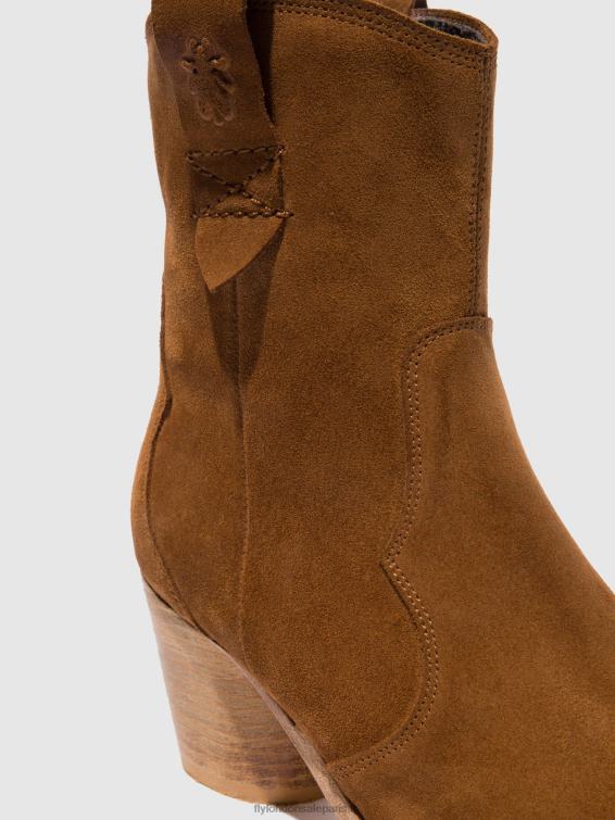 bottines zippées alba825 femmes 0N8R187 suède cognac Fly London