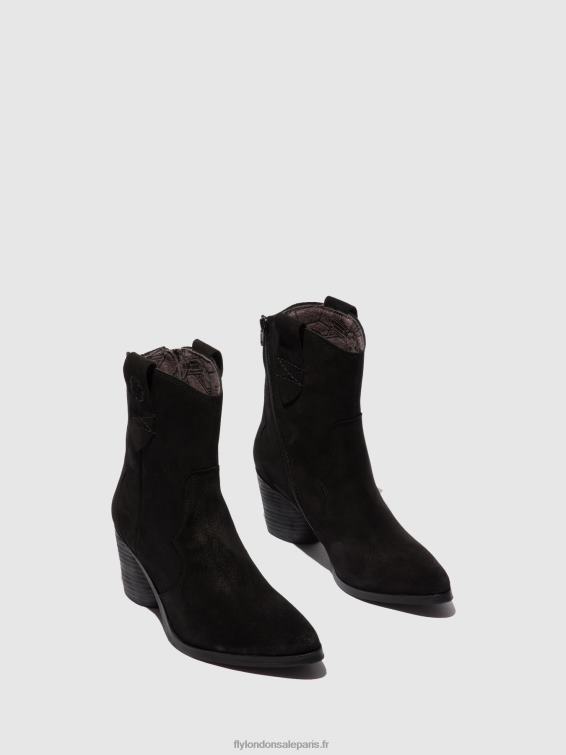 bottines zippées alba825 femmes 0N8R188 daim noir Fly London