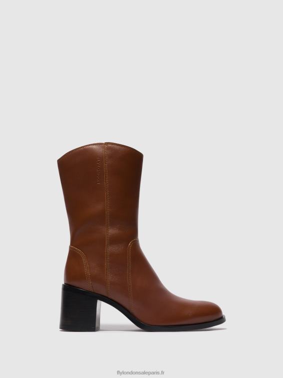 bottines zippées asta914 femmes 0N8R74 Cognac Fly London