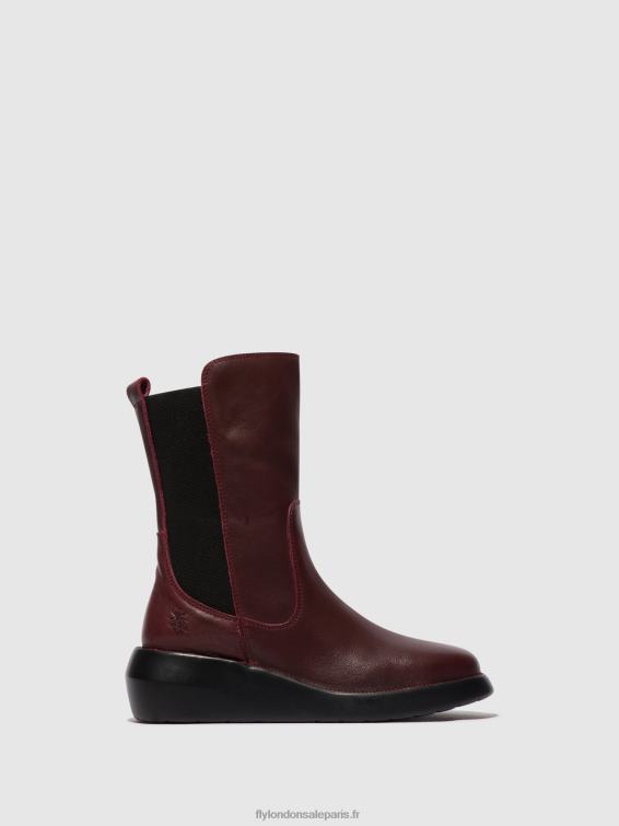 bottines zippées brin516 femmes 0N8R64 Bordeaux Fly London