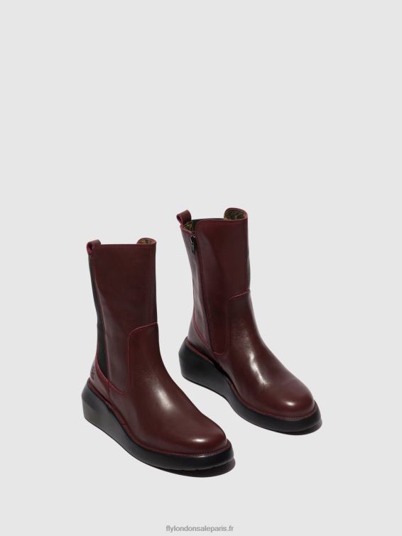 bottines zippées brin516 femmes 0N8R64 Bordeaux Fly London