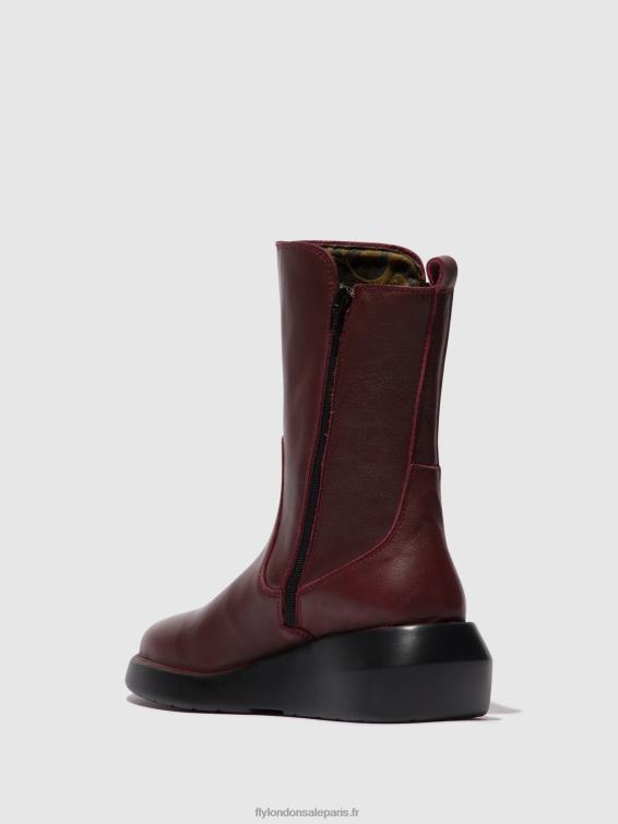 bottines zippées brin516 femmes 0N8R64 Bordeaux Fly London