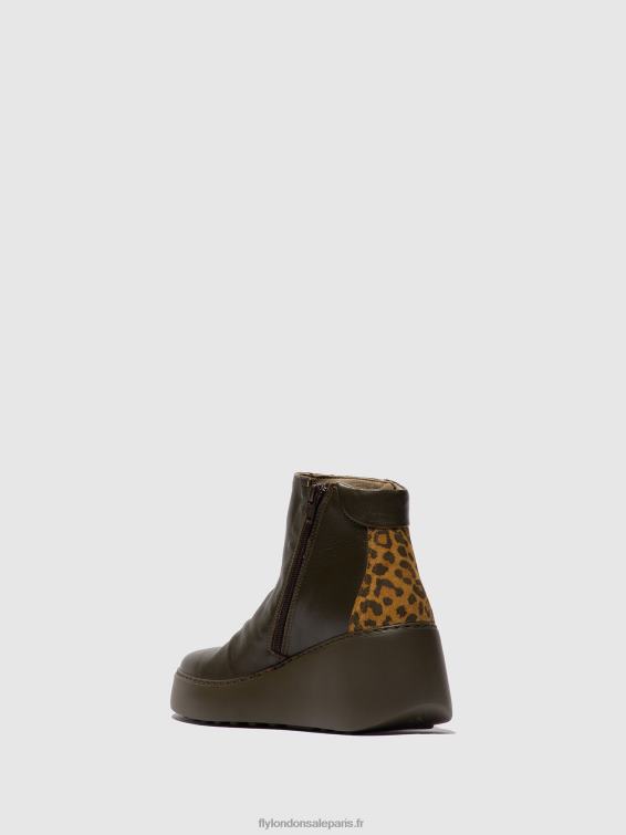 bottines zippées dabe461 femmes 0N8R24 vert foncé/tan Fly London