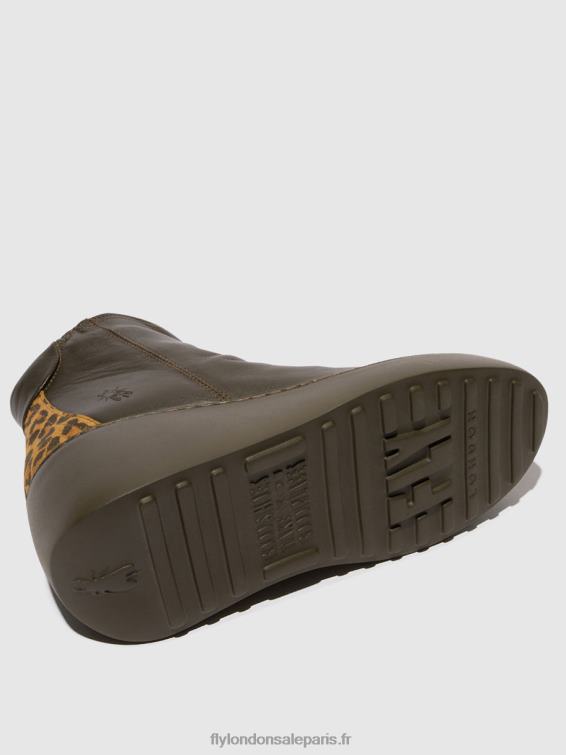 bottines zippées dabe461 femmes 0N8R24 vert foncé/tan Fly London
