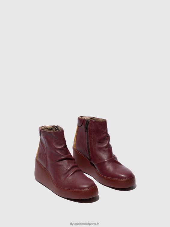 bottines zippées dabe461 femmes 0N8R59 vin/bronzage Fly London