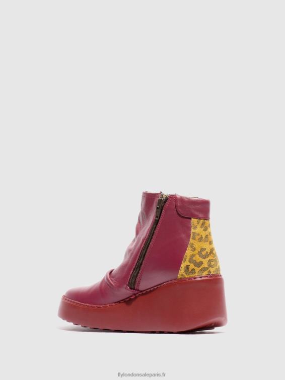 bottines zippées dabe461 femmes 0N8R59 vin/bronzage Fly London