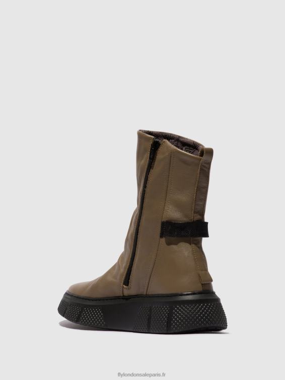 bottines zippées esen485 femmes 0N8R60 taupe (semelle noire) Fly London
