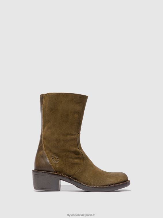 bottines zippées mane073 femmes 0N8R180 suède huilé/tapis boue/olive Fly London