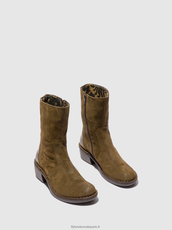 bottines zippées mane073 femmes 0N8R180 suède huilé/tapis boue/olive Fly London